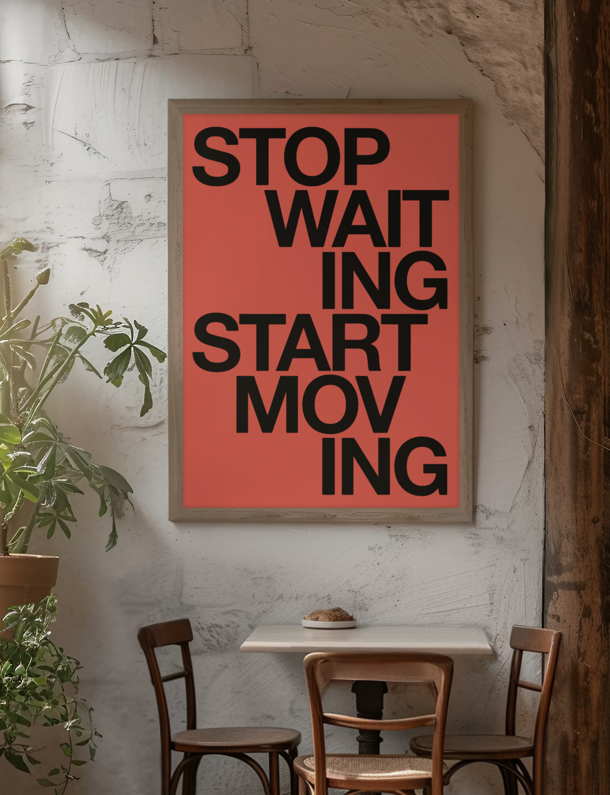 Stop Waiting Start Moving Encoouragment Wall Mount | Timeless Red & Black Aesthetics Room Decor