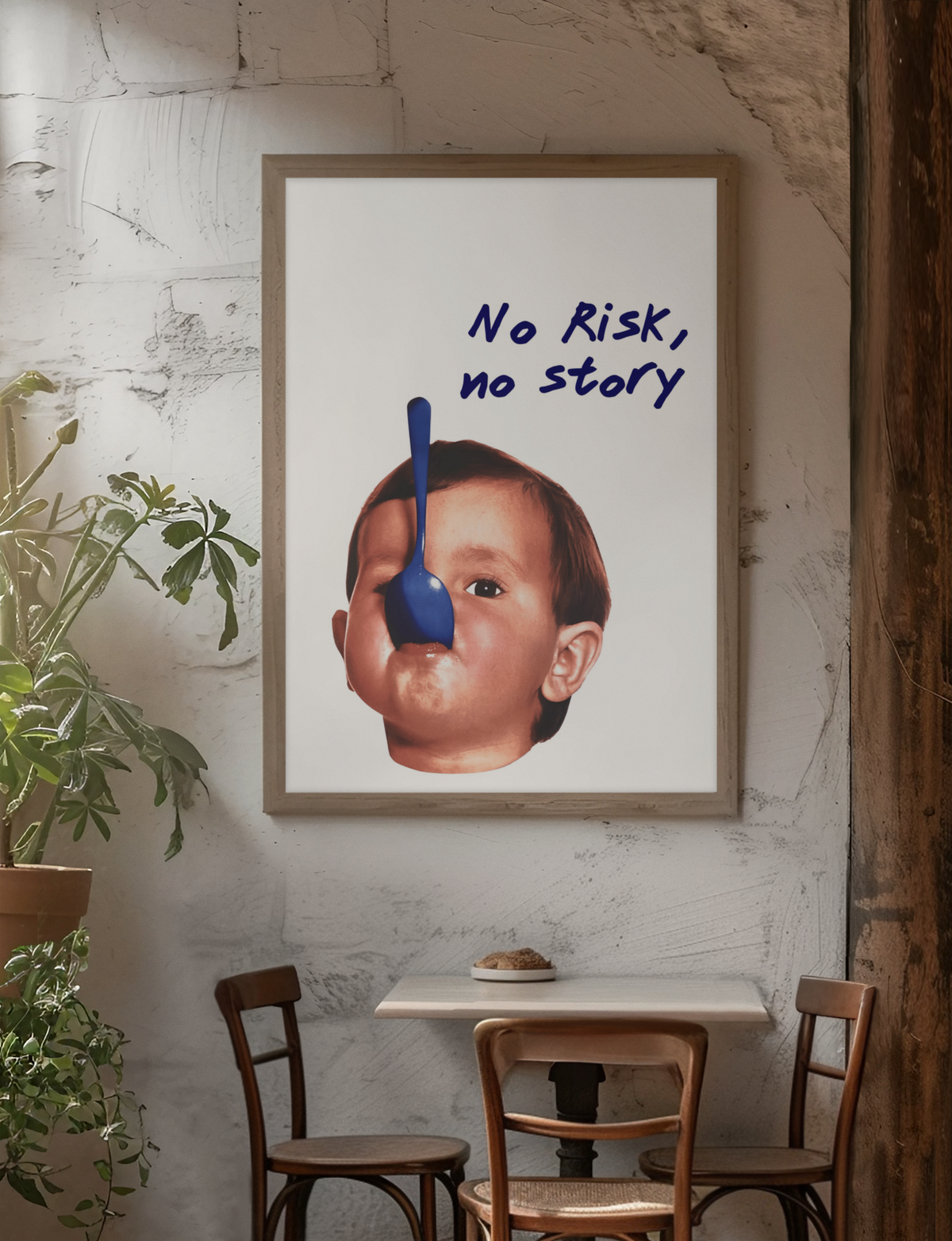 Kühnes „No Risk, No Story“-Wandbild | Ästhetische Y2K-Statement-Zimmerdekoration