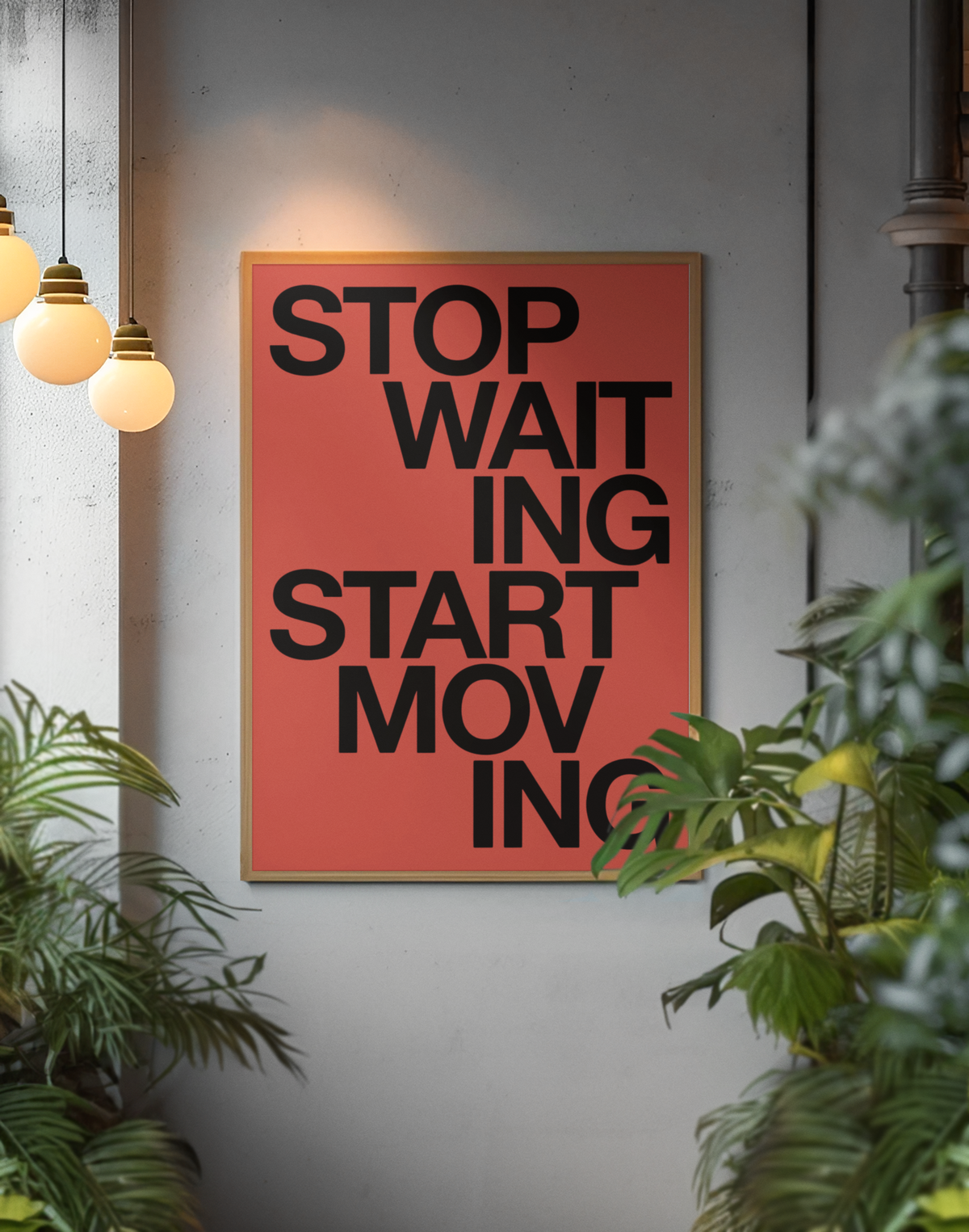 Stop Waiting Start Moving Encoouragment Wall Mount | Timeless Red & Black Aesthetics Room Decor