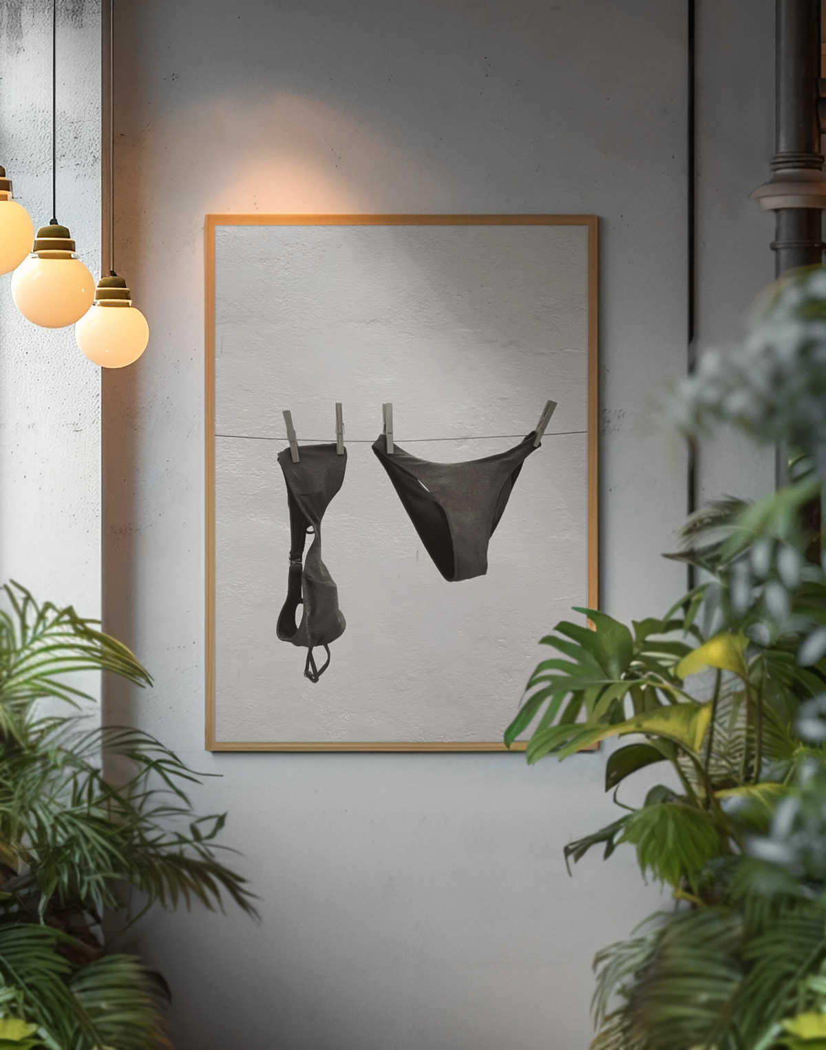 Aesthetic Beach Bikini Illustration Wall Mount | Vintage 90s Feminine Room Poster