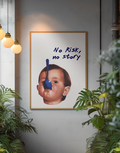 Kühnes „No Risk, No Story“-Wandbild | Ästhetische Y2K-Statement-Zimmerdekoration