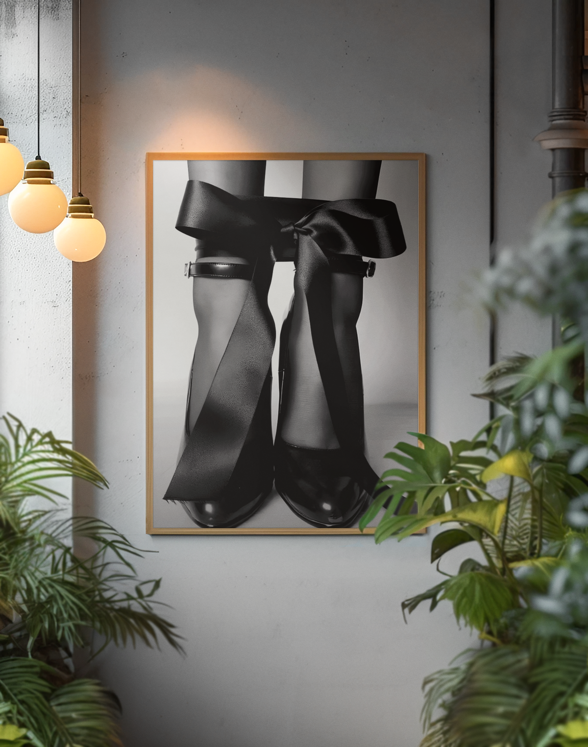 Elegante Designer-High-Heels mit Schleife Wandkunst | Mädchenhafte Mode-Zimmerdekoration