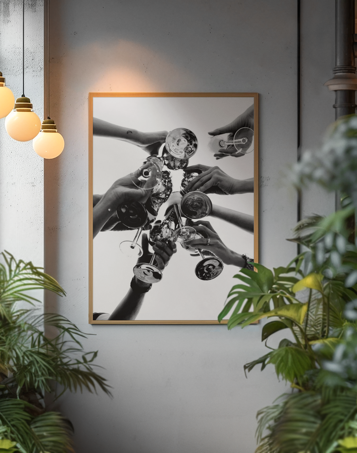 Essential Champaigne Glasses Celebration Wall Art | Timeless Girly Black & White Room Decor
