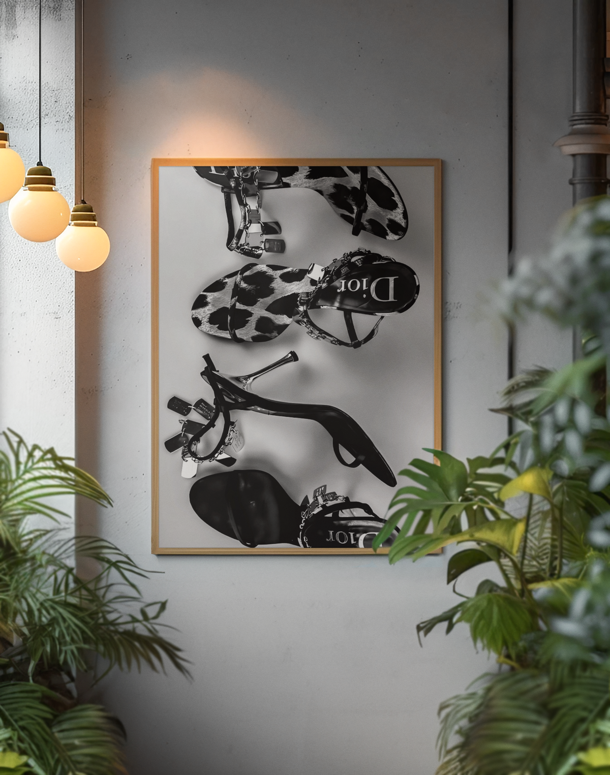 90s Vintage Chic Designer Heel Shoes Poster | Timeless Living Room Luxury Illustration Decor