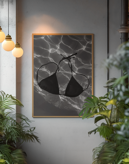 Minimalistic Bikini Top Loose In Ocean Wall Art | Y2K Modern House Chic Art Bedroom Decor