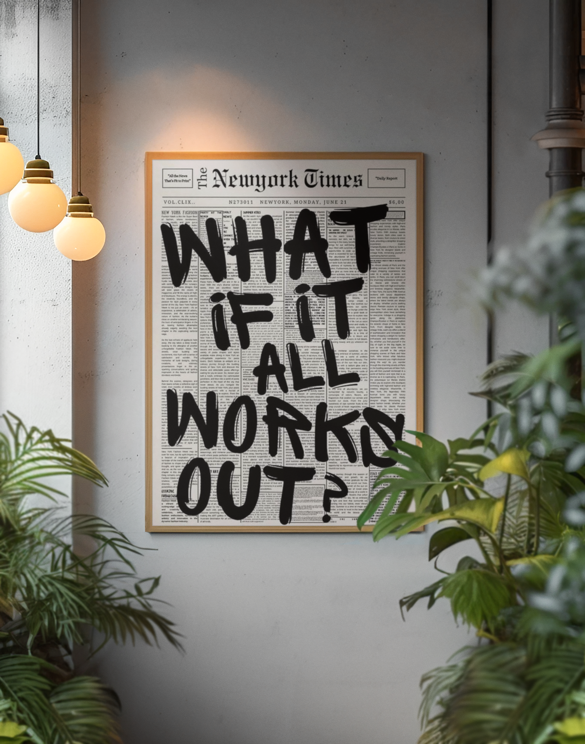 Vintage What If It All Works Out? Decor | Minimalistic Magazine Quote Fashion Wall Mount