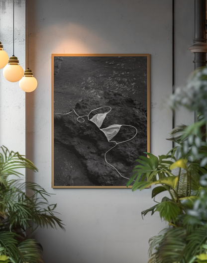 Endless Bikini Top On Beach Rocks Wall Art | Y2K Girly Apartment Fashion Print