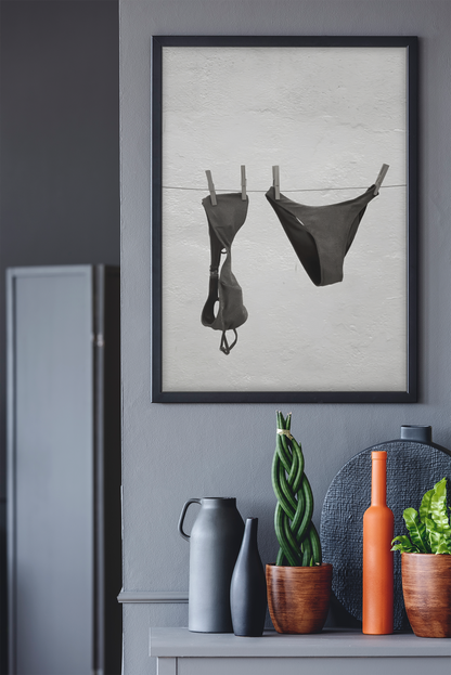 Aesthetic Beach Bikini Illustration Wall Mount | Vintage 90s Feminine Room Poster