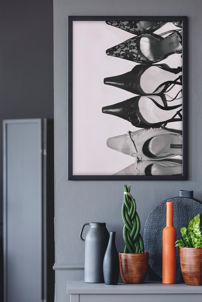Elegant Fashion Designer Heels Illustration Poster | Bold Girly Y2K Apartment Luxury Decor