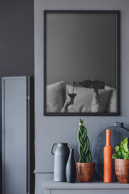 Y2K Wine Pouring In Bed Morning Aesthetics Wall Art | Timeless Girly Apartament Fashion Poster