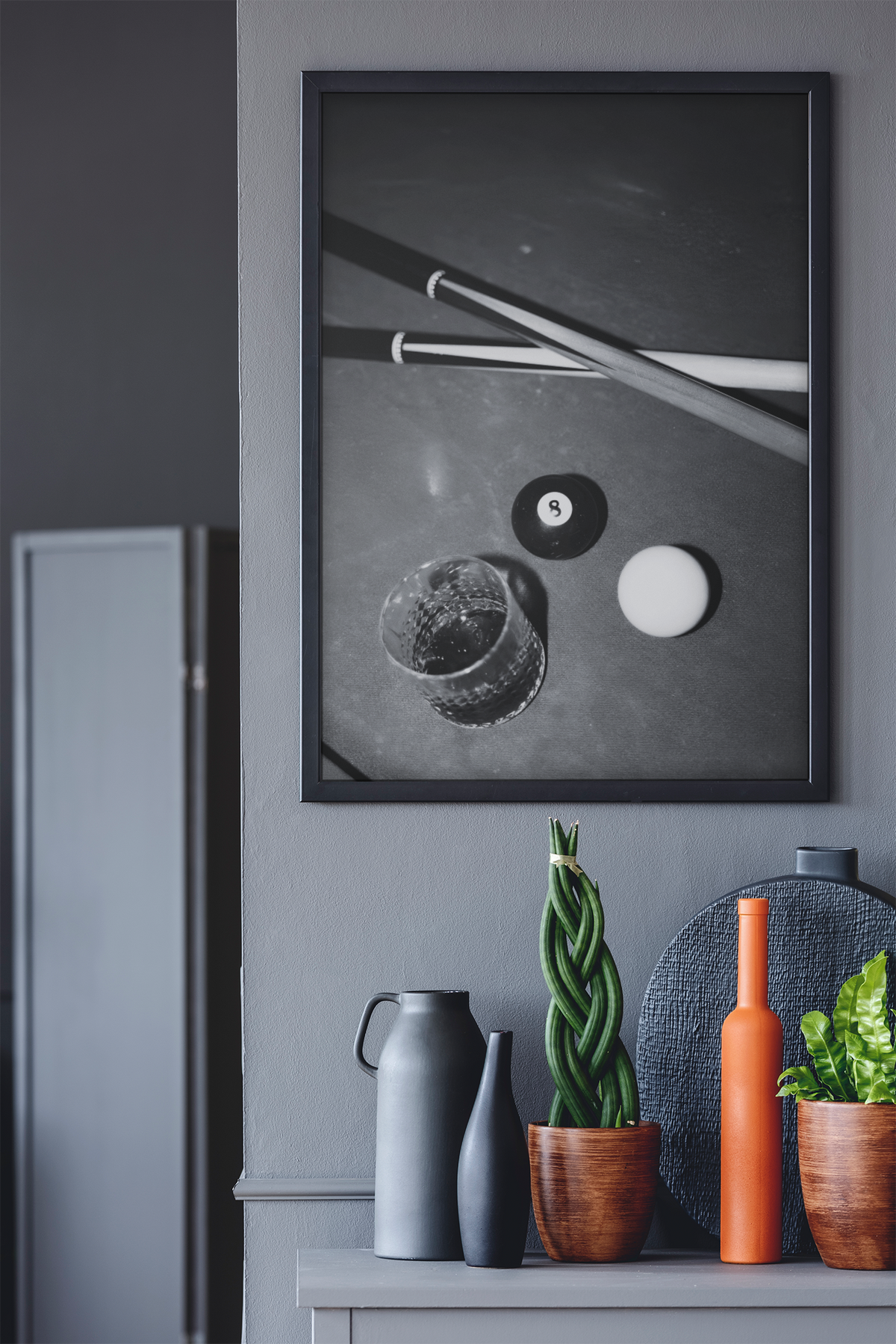 8 Ball Pool Table Game Illustration Wall Mount | Endless Fashion Aesthetics Room Decor