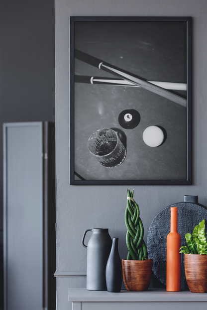 8 Ball Pool Table Game Illustration Wall Mount | Endless Fashion Aesthetics Room Decor