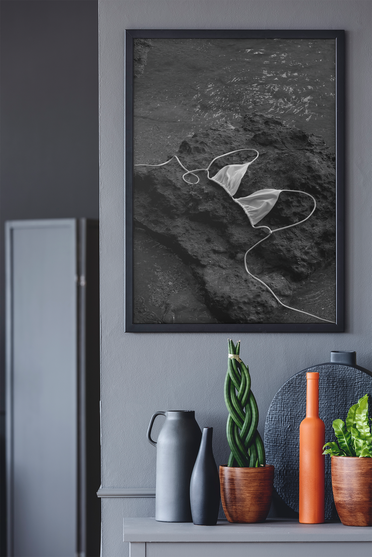 Endless Bikini Top On Beach Rocks Wall Art | Y2K Girly Apartment Fashion Print