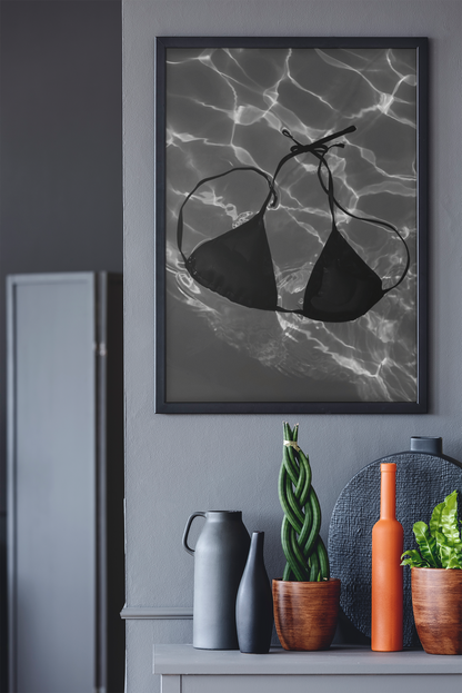 Minimalistic Bikini Top Loose In Ocean Wall Art | Y2K Modern House Chic Art Bedroom Decor