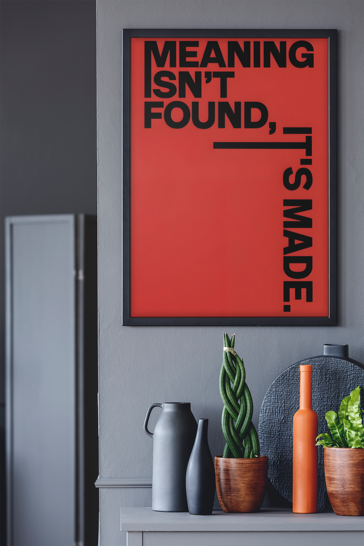 Vintage Red & Black Meaning Isn't Found It's Made Poster | Y2K Positive Saying Quote Room Decor