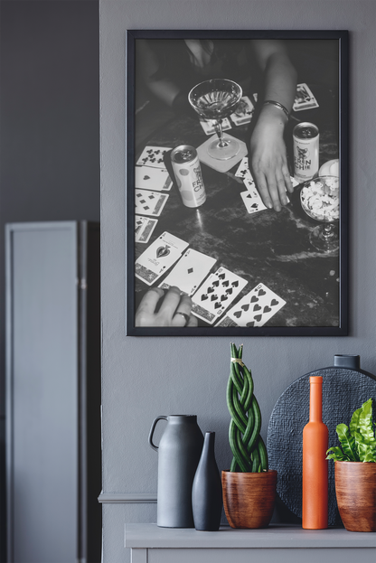 Vintage Cards Game On Bar Table Wall Mount | Timeless 90s Essentials Celebration Fashion Print