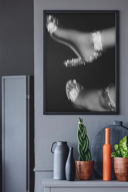 Minimalistic Sparkling Heels Illustration Wall Art | Timeless Fashion Girly Black & White Room Print