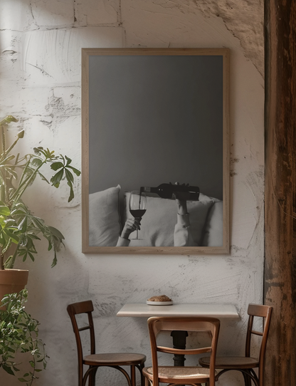 Y2K Wine Pouring In Bed Morning Aesthetics Wall Art | Timeless Girly Apartament Fashion Poster