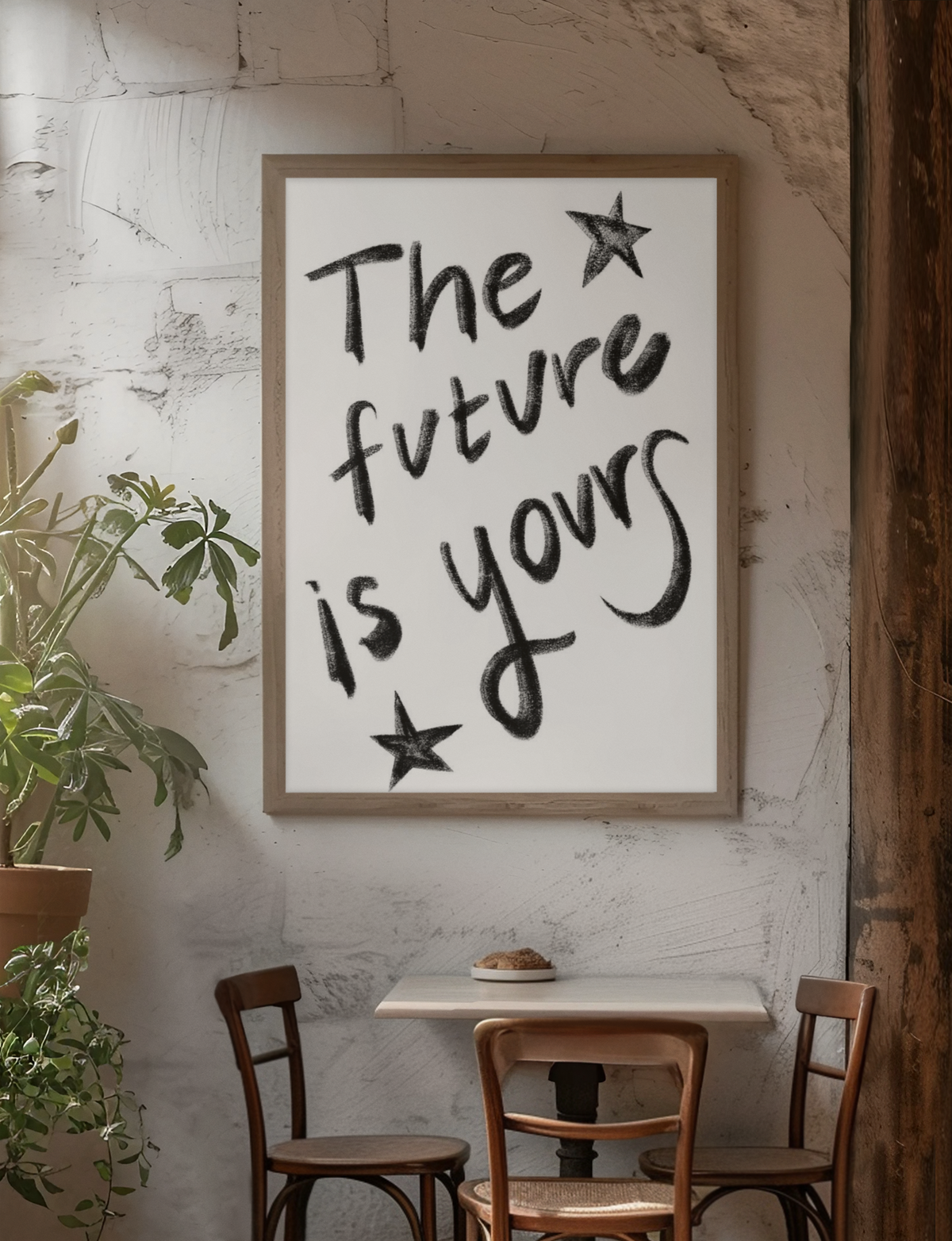 Zeitloses „The Future Is Yours“-Wandschild | Minimalistisches Schwarz-Weiß-Zitat-Poster