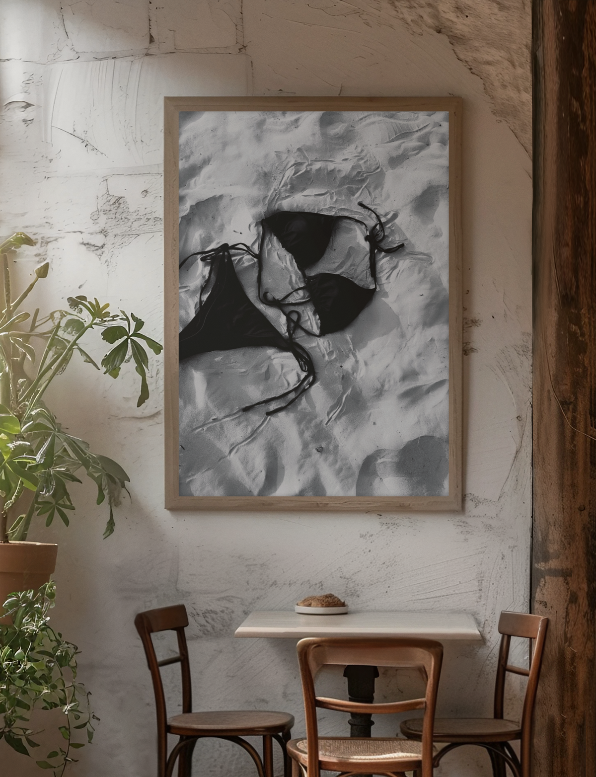 Y2K Bikini On Beach Sand Illustration Decor | Girly Modern House Coastal Summer Vibe Poster
