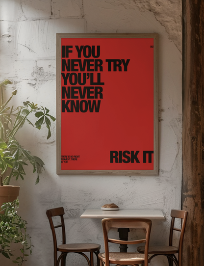 If You Never Try Youll Never Know Risk It Poster | Red & Black Aesthetics Chic Dorm Art