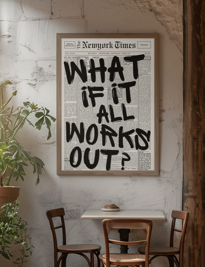 Vintage What If It All Works Out? Decor | Minimalistic Magazine Quote Fashion Wall Mount