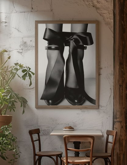 Elegante Designer-High-Heels mit Schleife Wandkunst | Mädchenhafte Mode-Zimmerdekoration