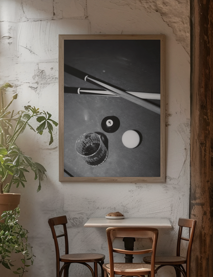 8 Ball Pool Table Game Illustration Wall Mount | Endless Fashion Aesthetics Room Decor