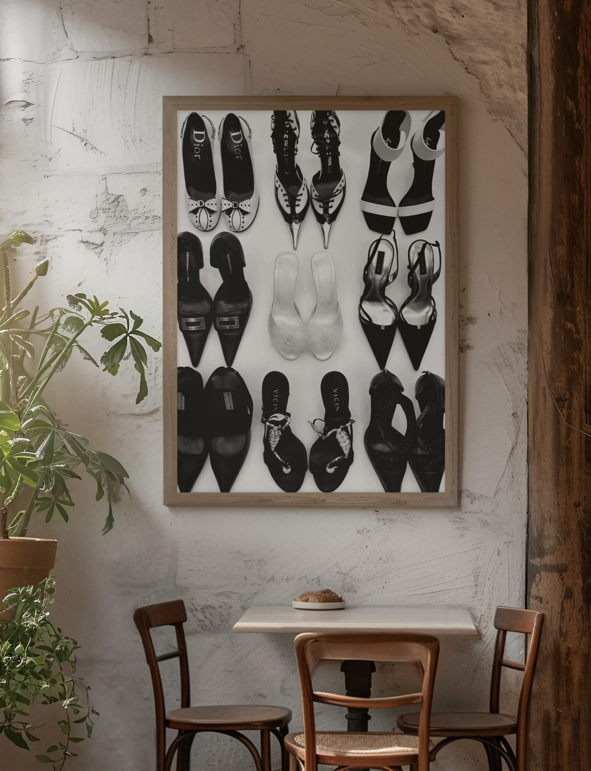 Girly Designer Heels Illustration Wall Art | Vintage Luxury Life Style Fashion Decor