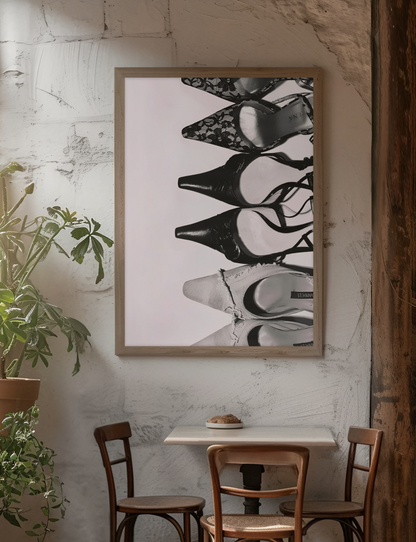 Elegant Fashion Designer Heels Illustration Poster | Bold Girly Y2K Apartment Luxury Decor