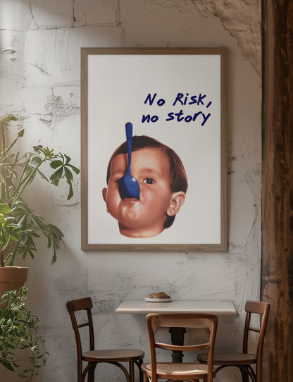 Kühnes „No Risk, No Story“-Wandbild | Ästhetische Y2K-Statement-Zimmerdekoration