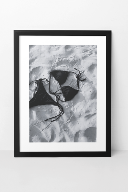 Y2K Bikini On Beach Sand Illustration Decor | Girly Modern House Coastal Summer Vibe Poster
