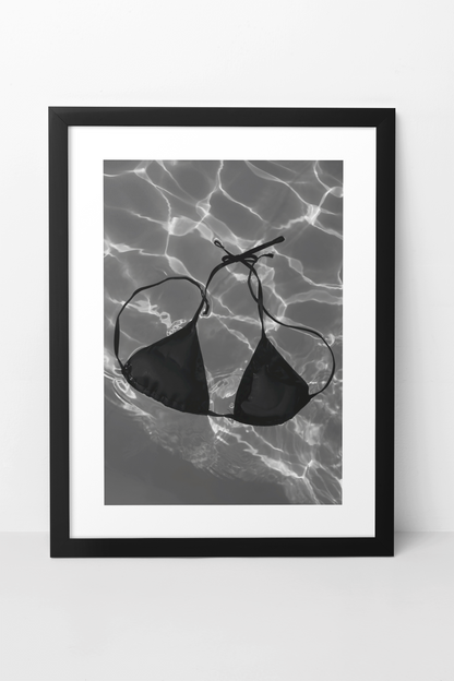 Minimalistic Bikini Top Loose In Ocean Wall Art | Y2K Modern House Chic Art Bedroom Decor