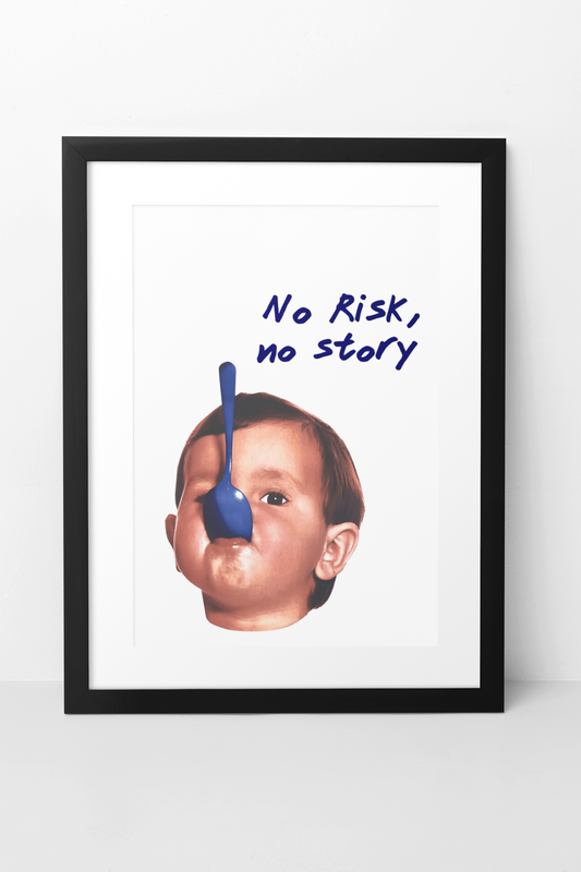 Kühnes „No Risk, No Story“-Wandbild | Ästhetische Y2K-Statement-Zimmerdekoration