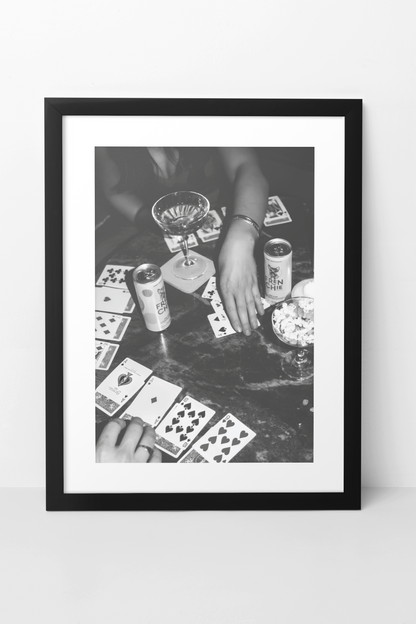 Vintage Cards Game On Bar Table Wall Mount | Timeless 90s Essentials Celebration Fashion Print