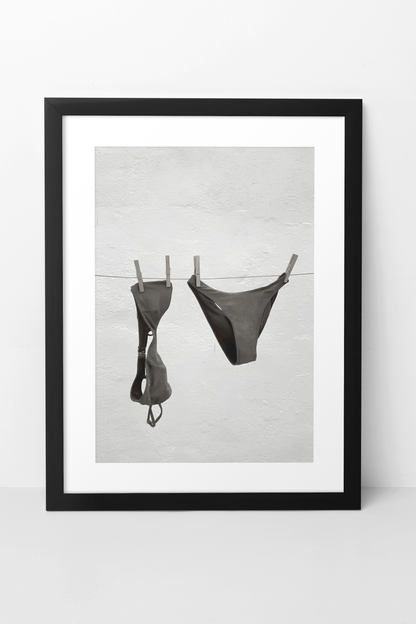 Aesthetic Beach Bikini Illustration Wall Mount | Vintage 90s Feminine Room Poster