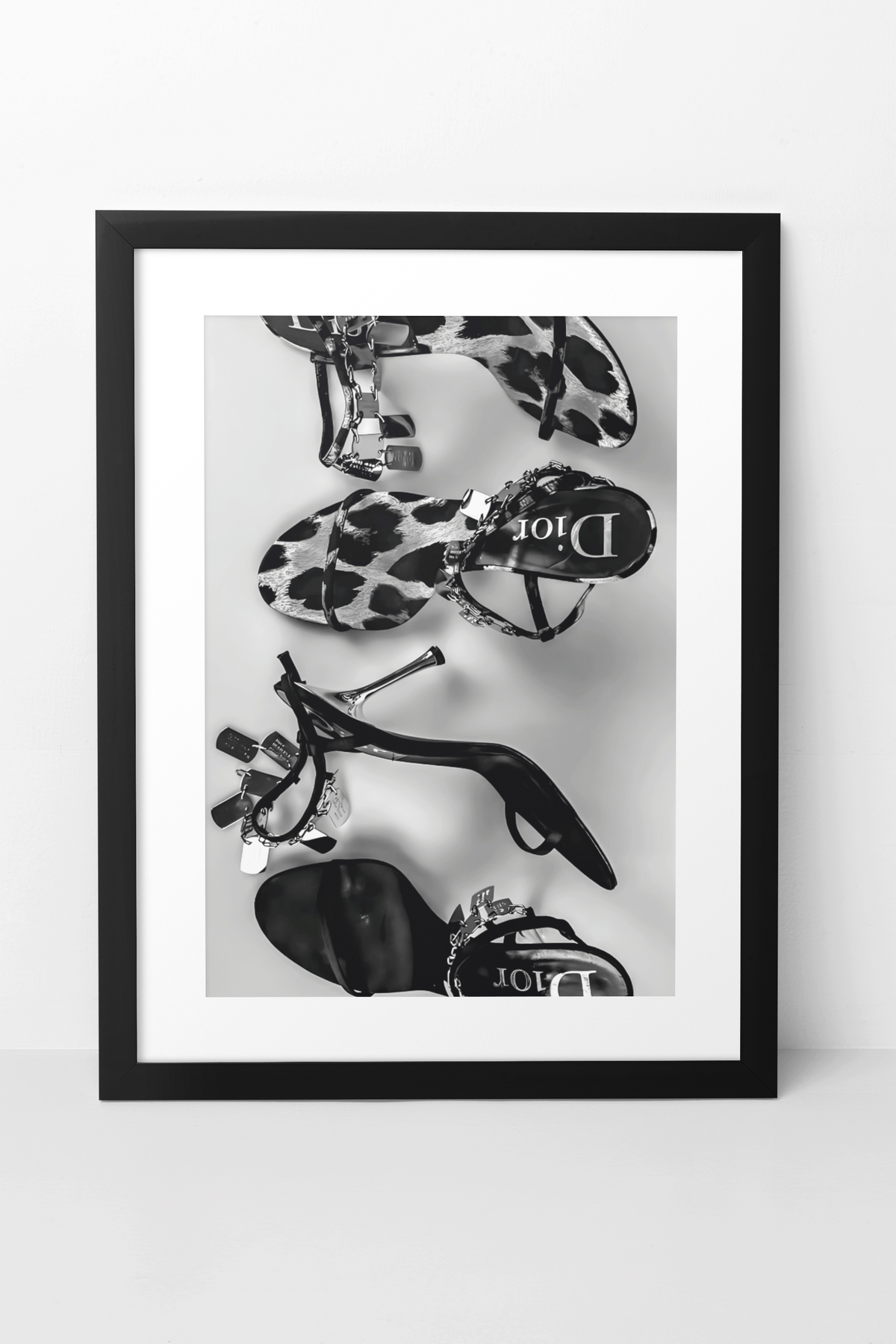 90s Vintage Chic Designer Heel Shoes Poster | Timeless Living Room Luxury Illustration Decor