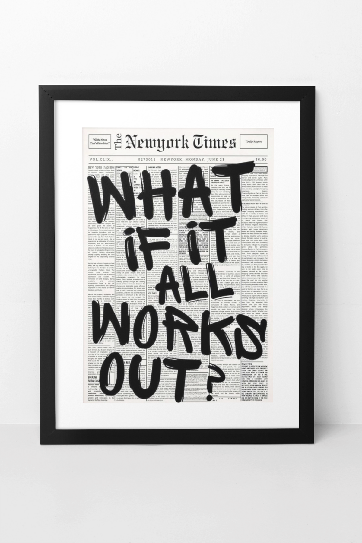 Vintage What If It All Works Out? Decor | Minimalistic Magazine Quote Fashion Wall Mount