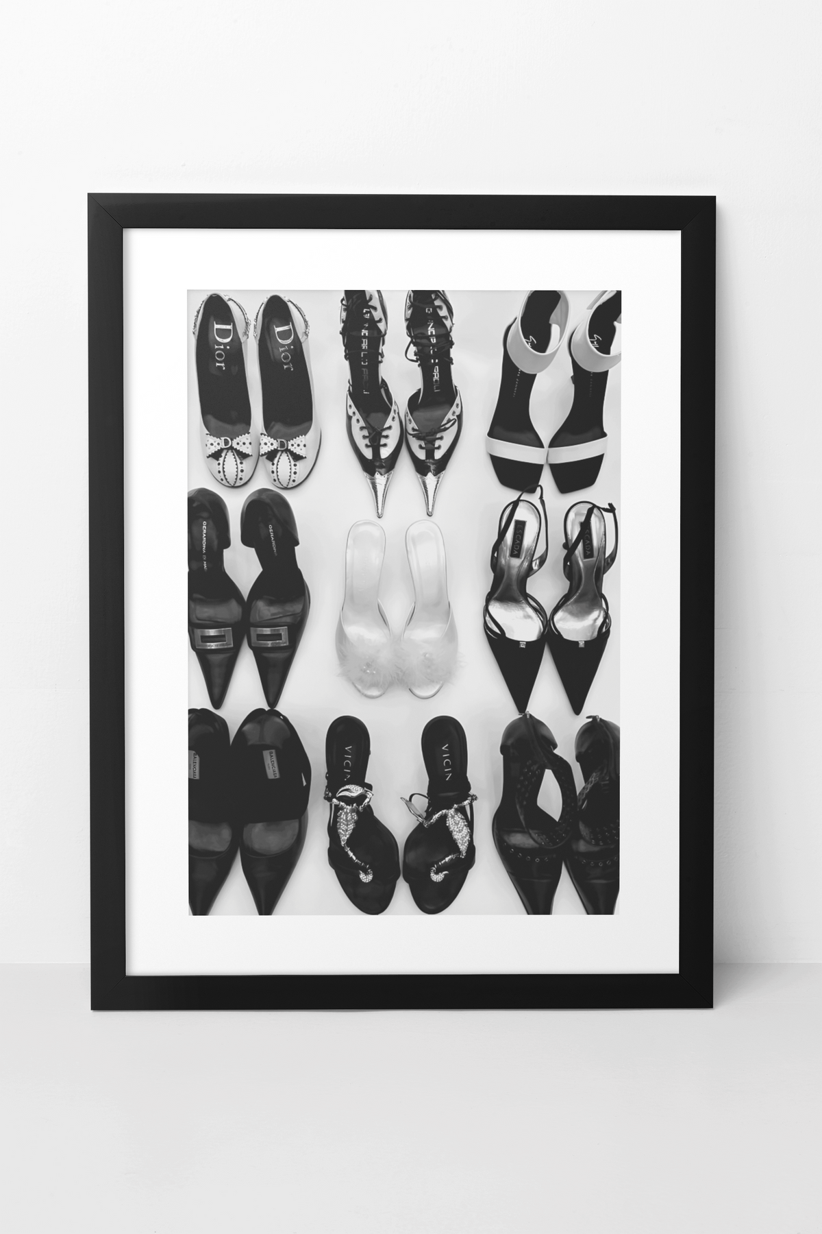 Girly Designer Heels Illustration Wall Art | Vintage Luxury Life Style Fashion Decor