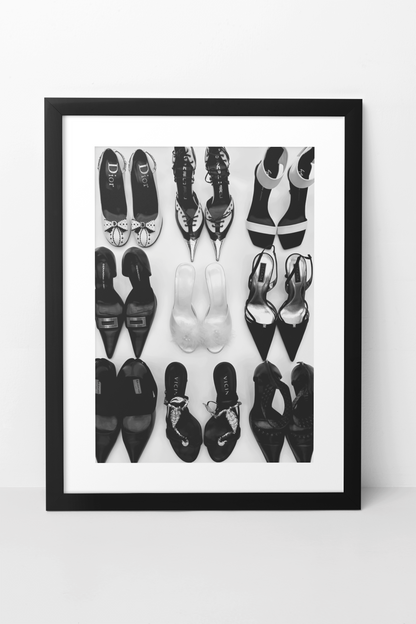 Girly Designer Heels Illustration Wall Art | Vintage Luxury Life Style Fashion Decor
