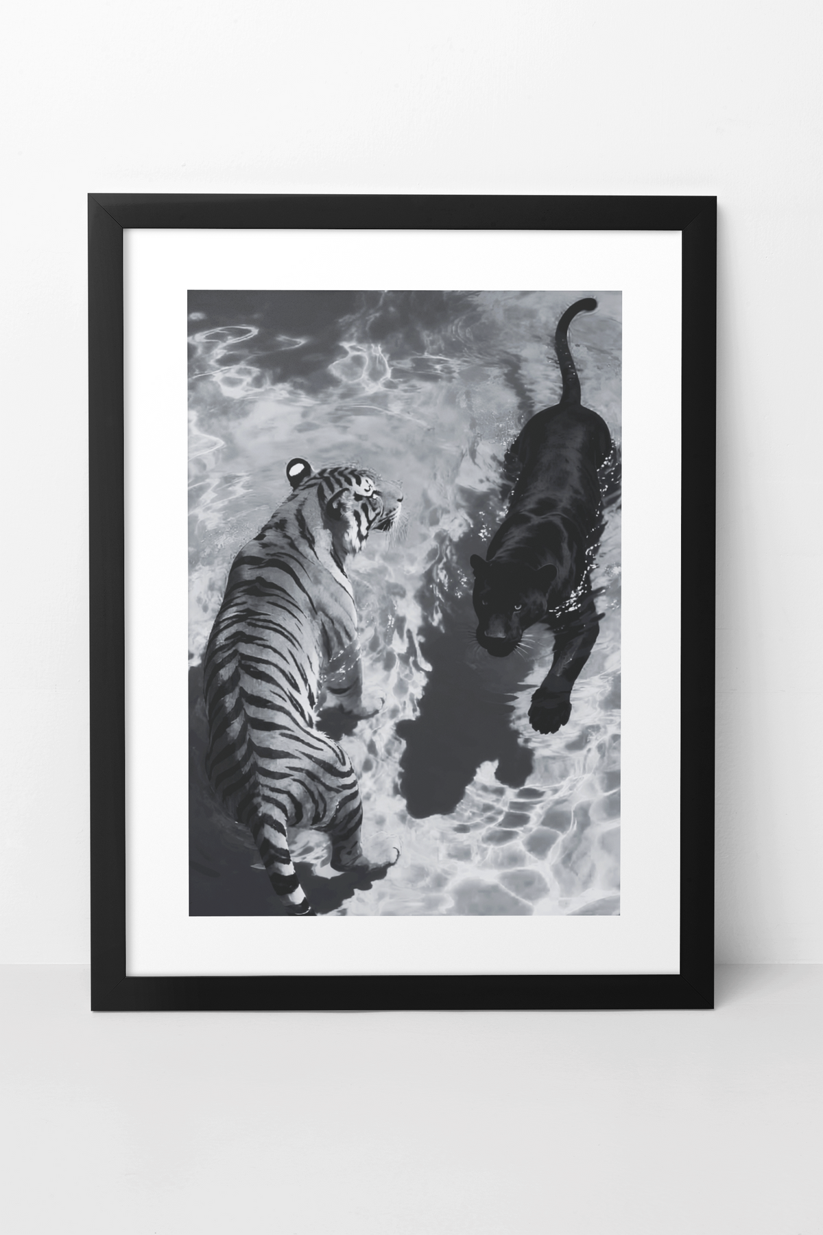 Essential Tiger & Black Panther Wall Mount | Bold Wild Life Fashion Illustration Print