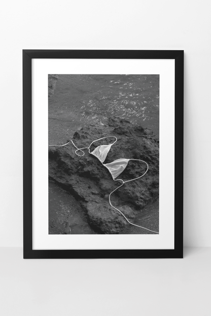 Endless Bikini Top On Beach Rocks Wall Art | Y2K Girly Apartment Fashion Print