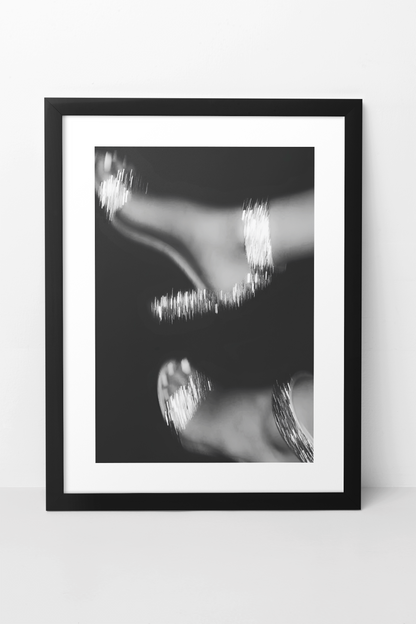 Minimalistic Sparkling Heels Illustration Wall Art | Timeless Fashion Girly Black & White Room Print