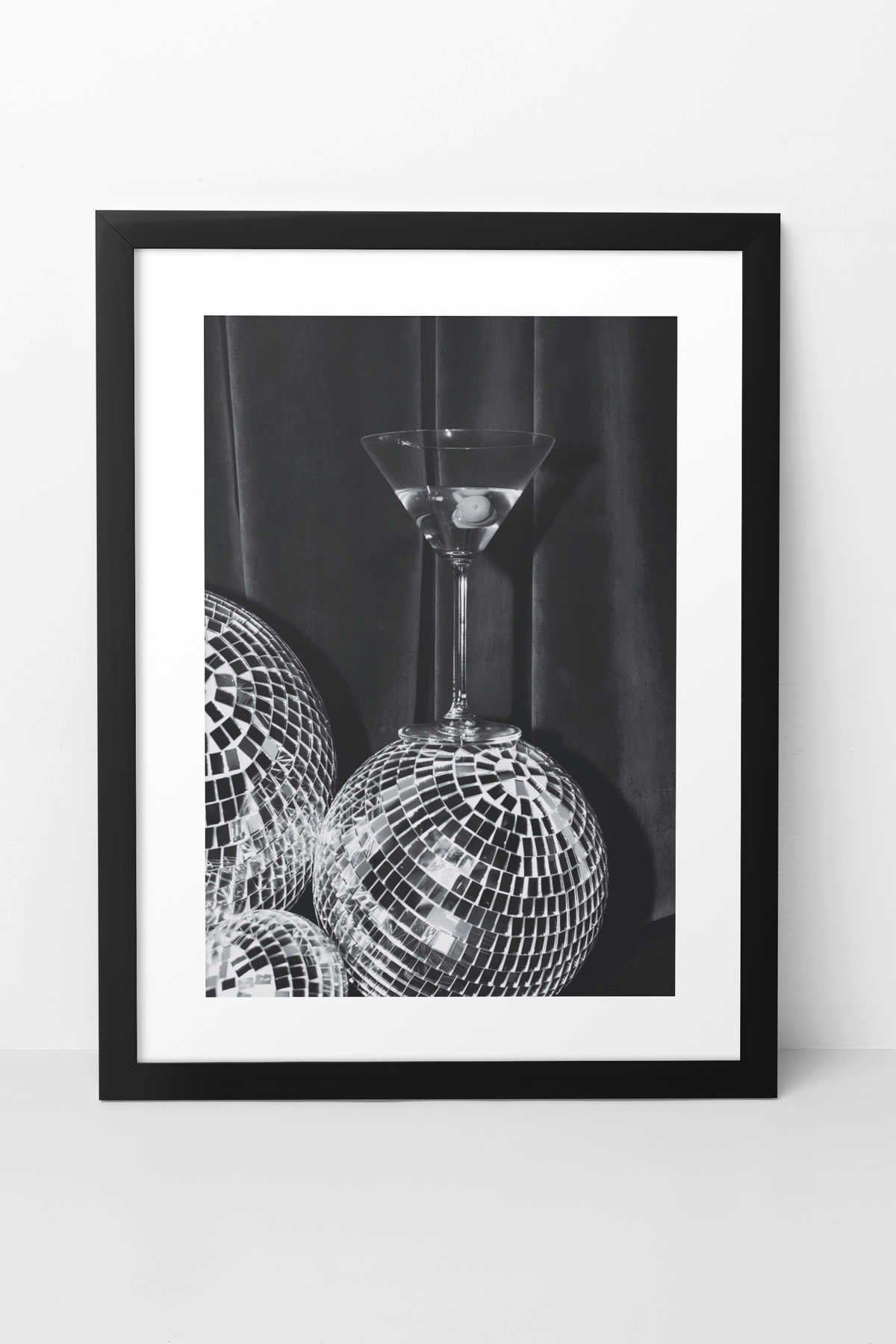 Minimalistic Martini On Disco Ball Luxury Aesthetics Print | Elegant Fashion Living Room Decor