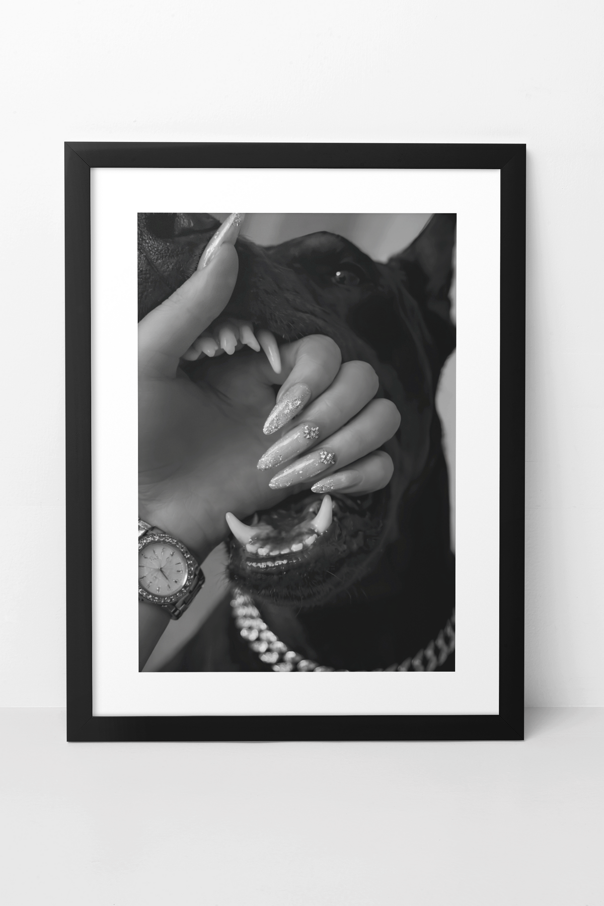 Glamour Rich Guard Dog Portrait Wall Art | Aesthetic Modern House Luxury Bedroom Poster