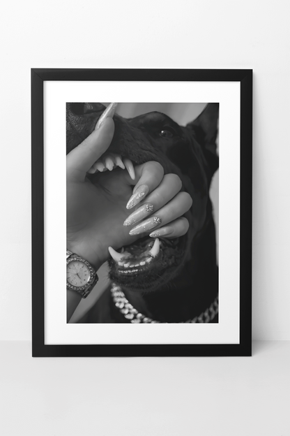 Glamour Rich Guard Dog Portrait Wall Art | Aesthetic Modern House Luxury Bedroom Poster