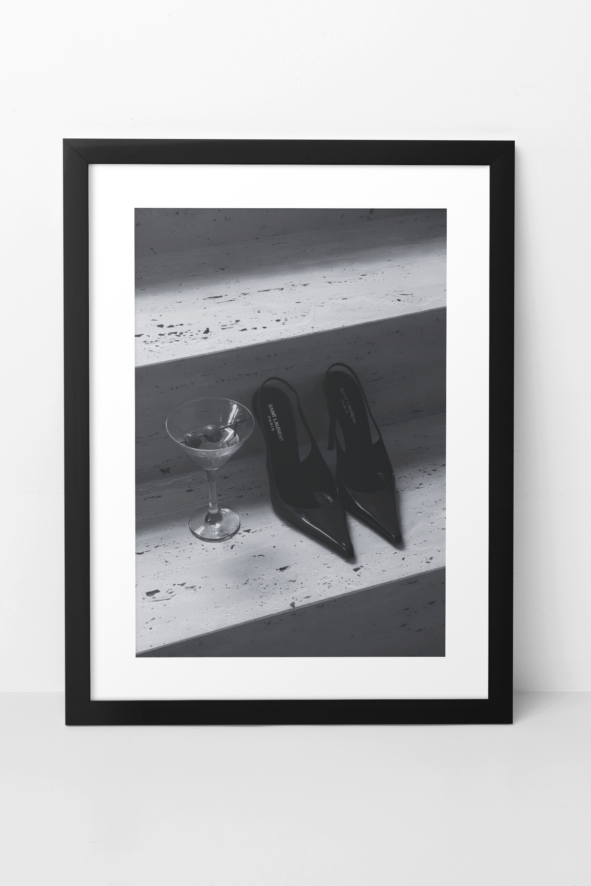 Vintage 90s Heel Shoes & Martini On Stairs Wall Art | Y2K Girly Fashion Bedroom Lover Wall Mount