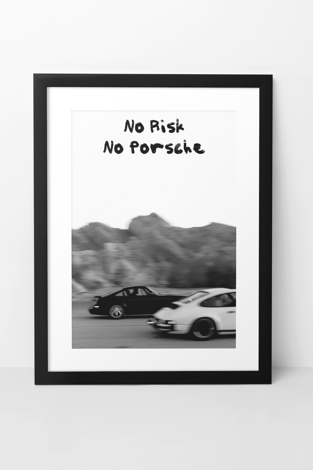 Minimalistic No Risk, No Porsche Quote Saying Wall Mount | Timeless Luxury Boys Room Decor