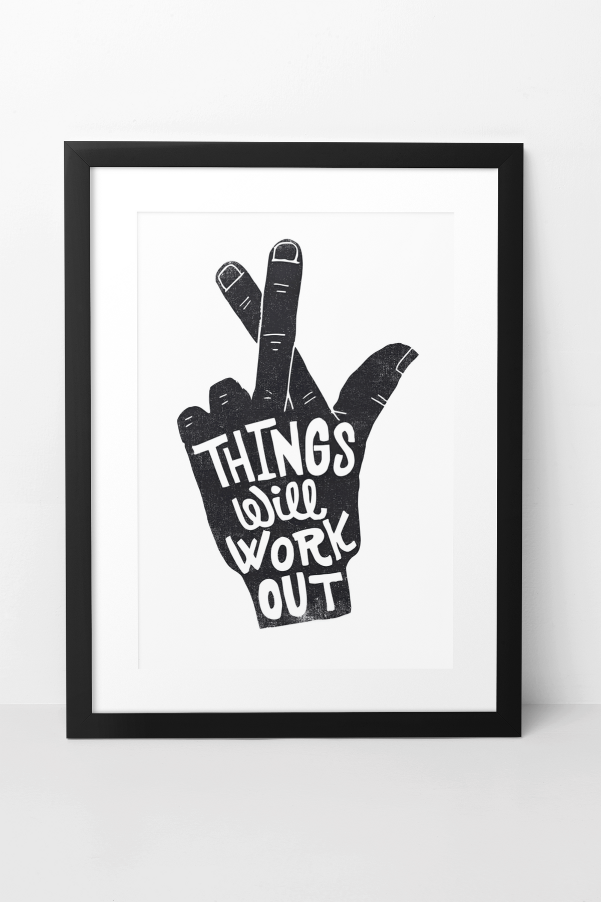 Things Will Work Out Fingers Crossed Poster | Y2K Black and White Fashion Decor