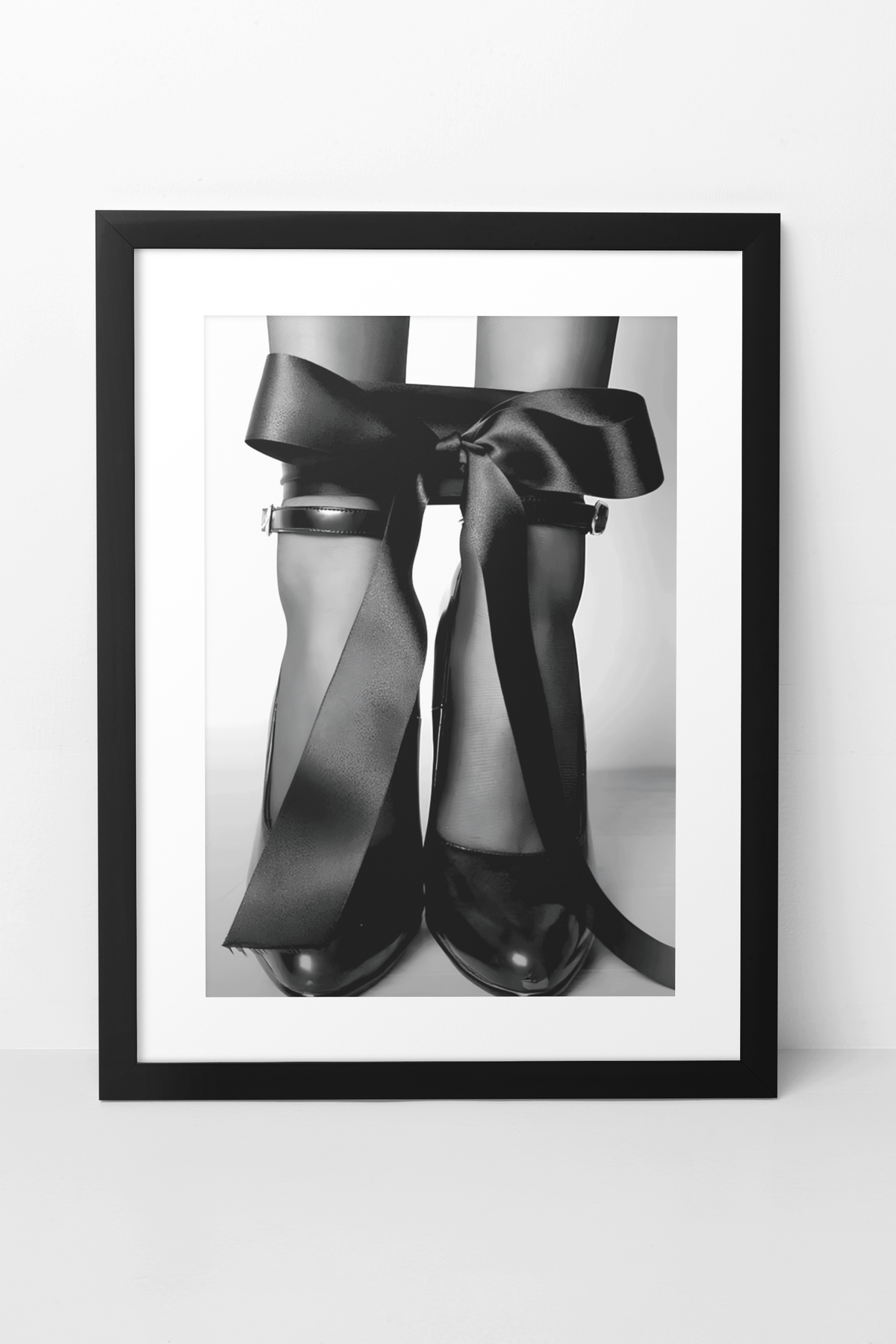 Elegante Designer-High-Heels mit Schleife Wandkunst | Mädchenhafte Mode-Zimmerdekoration